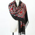 Solid Color Thick Cashmere Feel Embroidered Women's Long Scarf Shawl Fashion Winter Warm Winter Cloak Shawl Wool Accessories