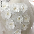8cm Fancy White Decorative 3D Fabric Flower for Wedding Dress