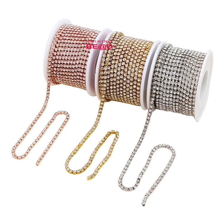 Wholesale Fancy Crystal Trim Welding Process Rhinestone Claw Chain for Bridal Wedding Dress Garment Accessories Handmade Jewelry
