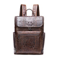 Genuine Leather Fashion Crocodile Pattern Large Capacity Cowhide Knapsack Laptop Backpack Bag for Men