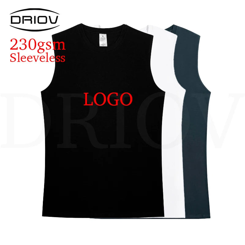 Hot Selling Gym Tank Top 230g Men Cotton Muscle Vests Workout Clothing Mens Sportswear Sleeveless T Shirt