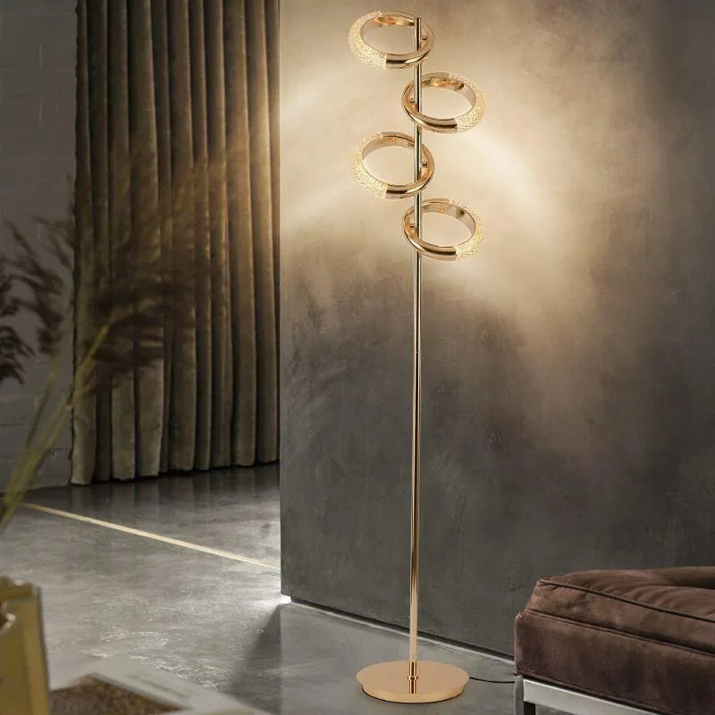 Nordic LED Floor Lamps Modern Iron Acrylic Circle Rings Table Lights Lustre Bedroom Living Room Study Standing Lamp Home Decor
