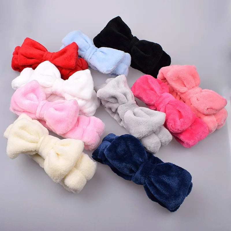Custom Letters Cheap Pure Color Elastic Wide Soft Plush Cute Headband Hairband for Girls