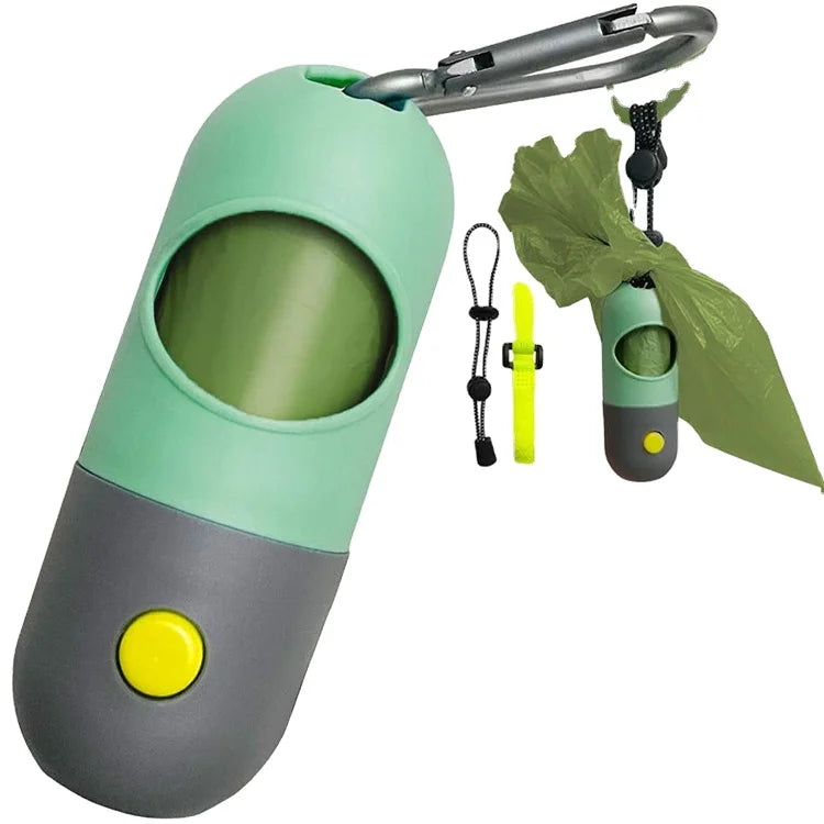 Luxury Dog Waste Bag Holder with LED Flashlight and Odor Control Rubber Material