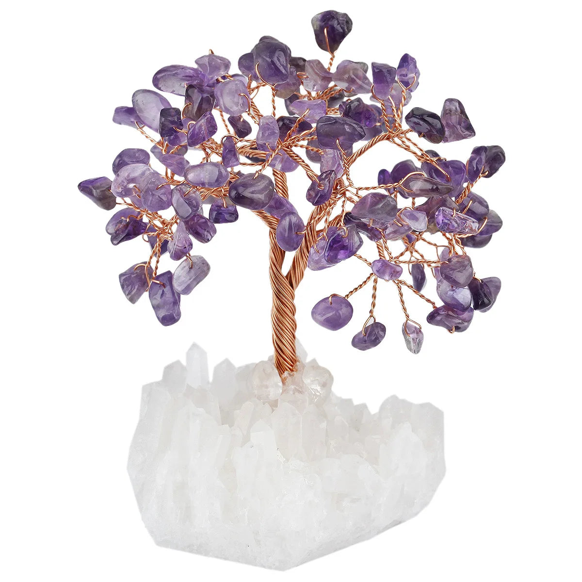Amethyst Crystal Tree Natural Gemstone Crystal Tree with Quartz Cluster Titanium Crystals Base Bonsai Money Tree