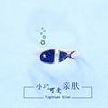 925 Pure Silver Opening Ring Fish Blue Drop Oil Ring Korean Pure Silver Jewelry Wholesale 2022 New Trend