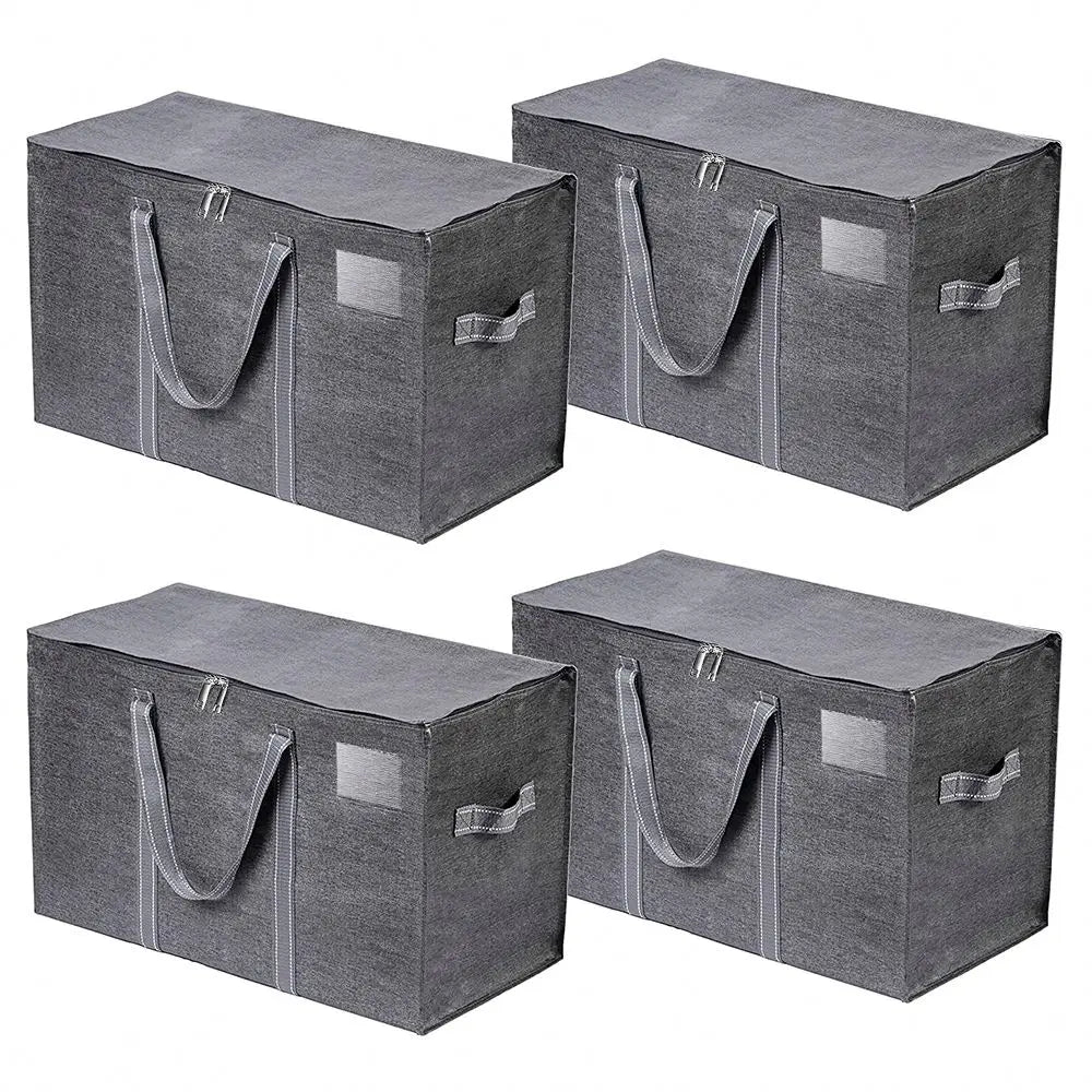 Water Resistant 3-Sided Dual Zippers Storage Tote Moving Organizer Bag 6 Pack Different Sizes Storage Bag Camping for Clothes
