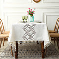 Linen Tablecloth Mantel De Lino Home Dining Linen Table Cover Thick and Soft with Tassel Rectangle Table Linen Cloth Covers