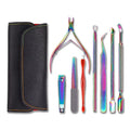 Felice Rainbow/Silver Stainless Steel Durable Manicure Pedicure Cuticle Pusher Fork Nail Care Set 4/8pcs Iron Box Personal Care