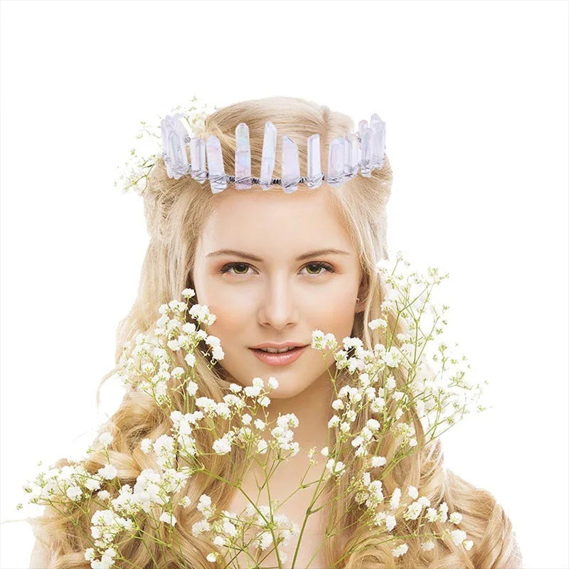 DIY Highest Quality Item Crystal Crown Multicolor Natural Crystal Headband Bridal Jewelry Party Decoration Crystal Crown
