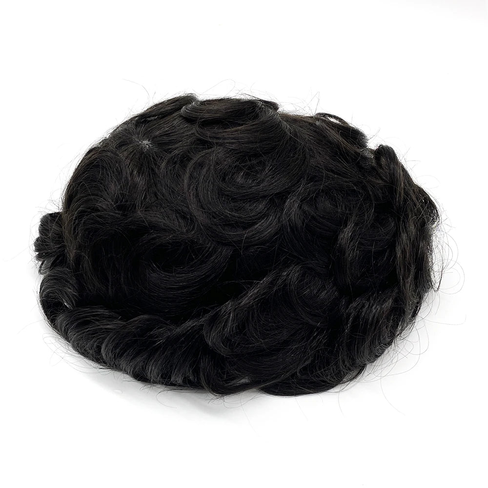Wholesale Men Toupee Hair Pieces Lace Thin PU Replacement Human Hair Toupee for Man Human Hair