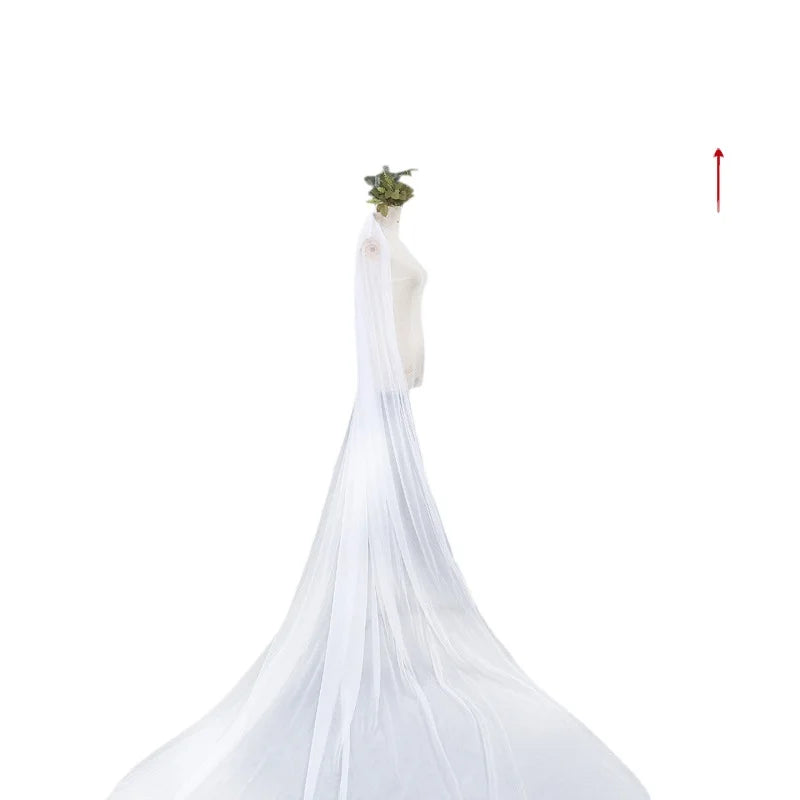 Single-Layer Soft Net Bridal Veil 3M Long Simple Nude Wedding Dress Accessory for Bride for Wedding Parties