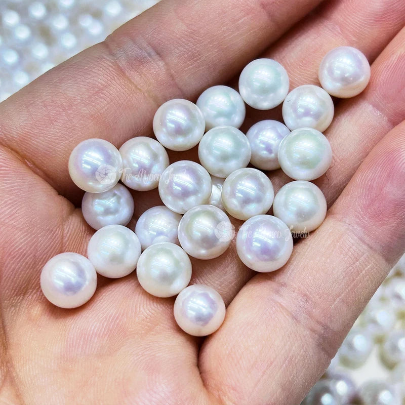 7MM 8MM Natural Real Loose Fresh Water White Pearl Round Cabochon Loose Gemstone Handmade Wholesale for Jewelry Perle