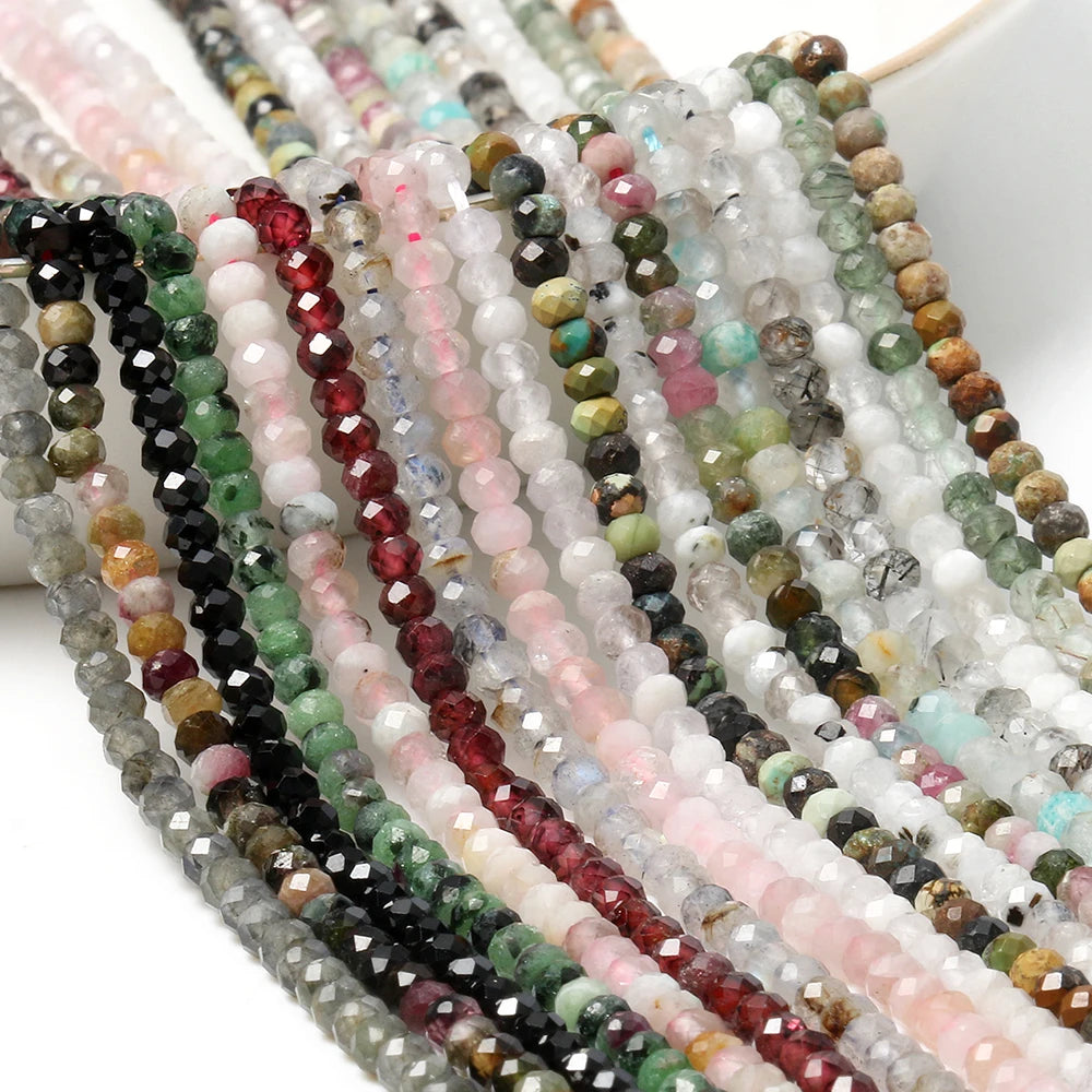 Wholesale 3*2mm Natural Faceted Agate Quartz Moonstone Rondelle Loose Beads for Jewelry DIY