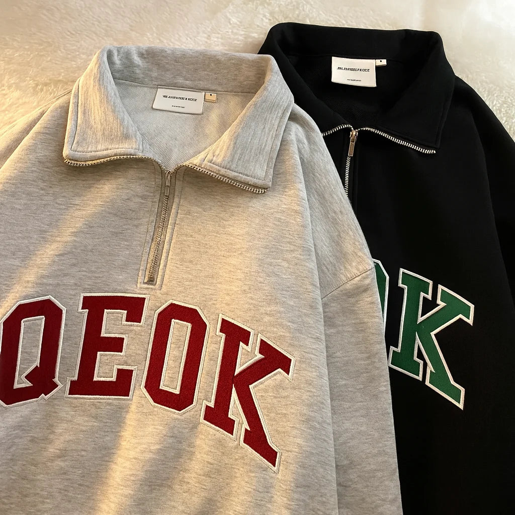 Customize 1/4 Quarter Zip Long Sleeve Hooded Sweatshirts With Kangaroo Pocket Embroidery Logos Men Pullover Hoodies