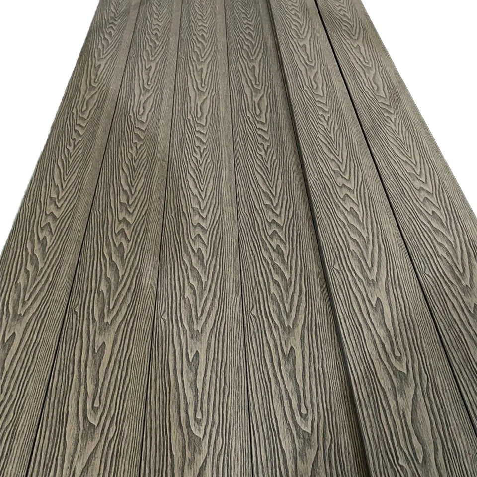 Recycled Plastic Waterproof 3D Wood-Texture Outdoor WPC Decking European Style Brushed Technique for Outdoor Flooring