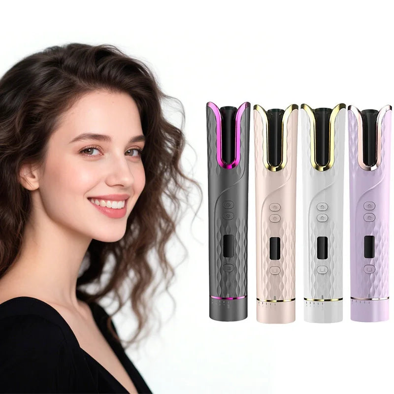 Automatic Portable Cordless Iron Hair Curler USB Rechargeable LED Display Intelligent Rotating Curling Iron Hair Styler Tool