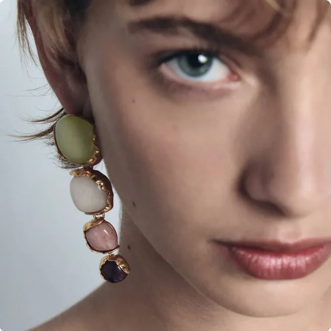 New ZA Acrylic Dangle Earrings Long Tassel Resin Metal Gold Plated Color Drop Earrings Jewelry for Women Party Accessories