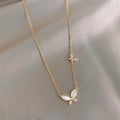 Hot Sale New Women Dianty Cute Trendy Luxury Necklace Diamond Inlaid Cat's Eye Stone Butterfly Necklace