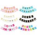 Happy Birthday Banner Bunting Alphabet Bronzing Paper Fish Tail rainbow Pull Flag Party Scene Decoration Supplies