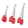 Locking Kitchen Tongs with Silicone Tips Stainless Steel Cooking Tongs for Nonstick Cookware Multiple Sizes (7/9/12-Inch)