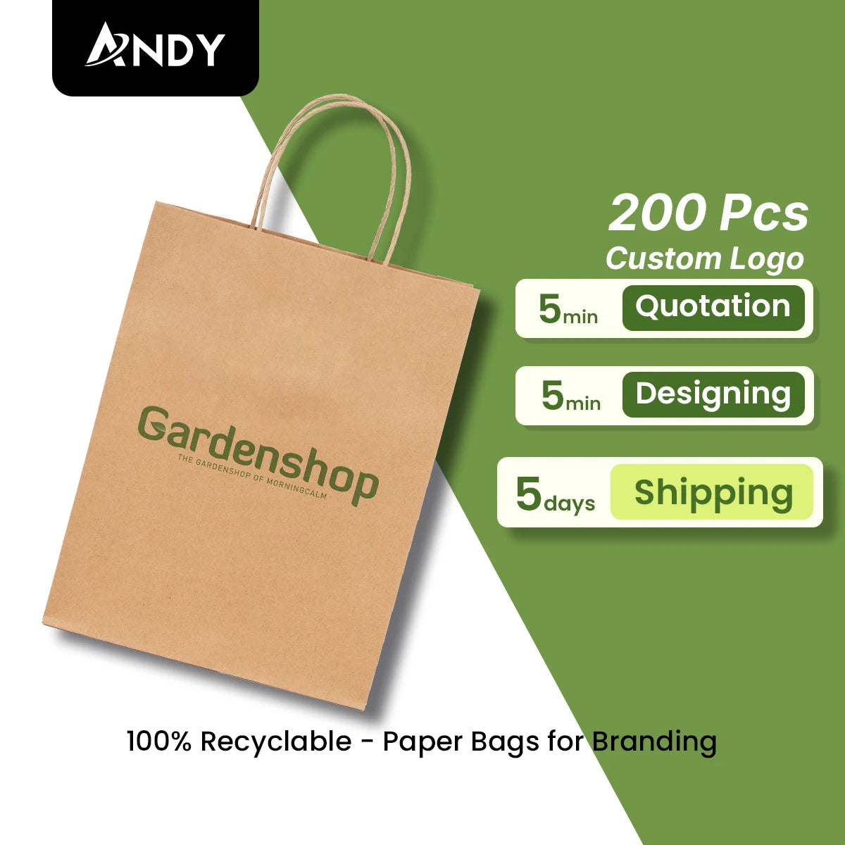 Wholesale Custom Logo Printed Kraft Paper Bread Bags with Flat Handles Classic Style for Homemade Bread Takeout