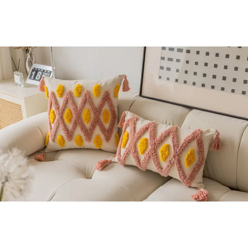 Innermor Cotton Square Woven Tufted Cushion Covers for Sofa and Throw Pillows-Home & Hotel Use