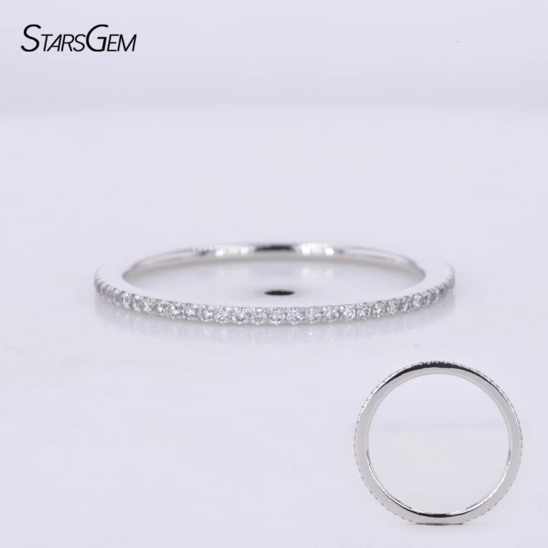 Hpht Cvd Diamonds Platinum Rings 1mm Def Vs Loose Diamonds Pave Ring Engagement Match Band for Wedding