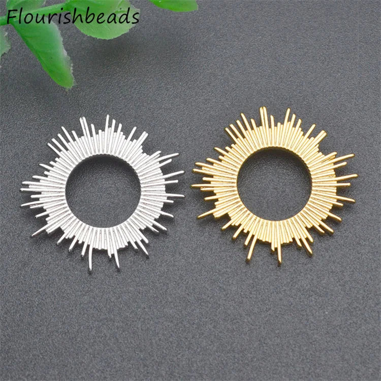 Jewelry Making Supplies Nickel Free Anti Fading Gold Silver Plated Big Size Sun Burst Charms Pendants for DIY Necklace Making