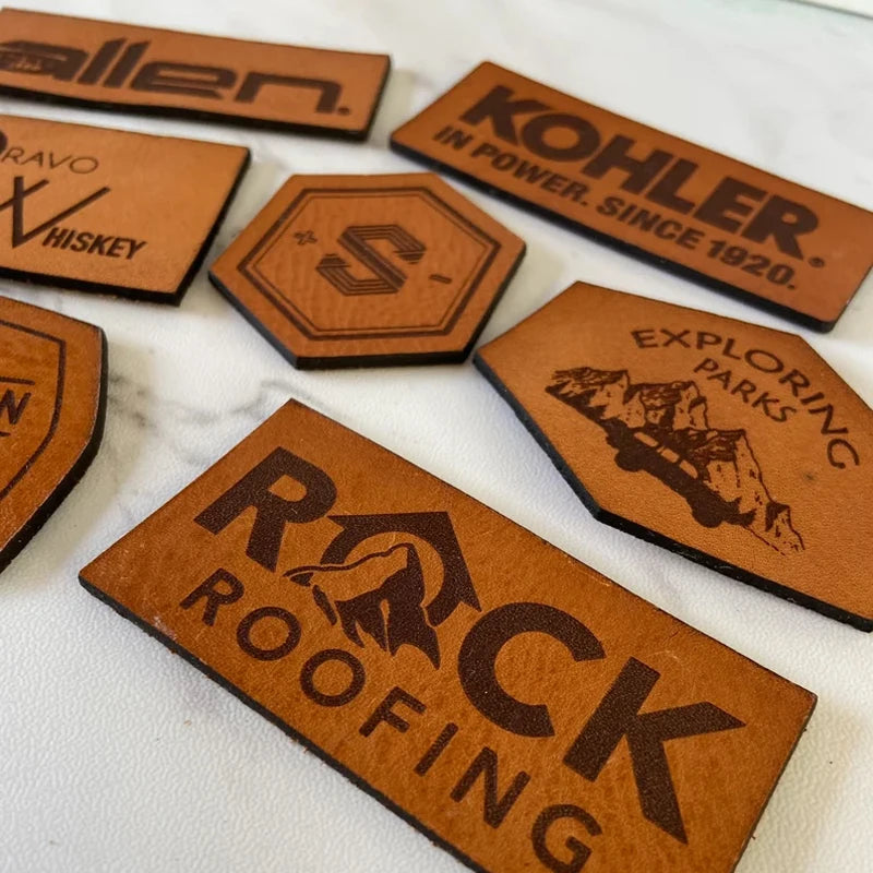 Full Grain Leather Patch Optional Your Custom Logo Use for Bags Hats Shirts Beanies and More.