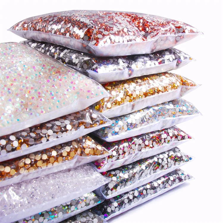 Hisenlee 14400PCS Flatback Nail Charms SS5 round Glass Rhinestones 3D Crystal Stone Decorations for Women Wholesale