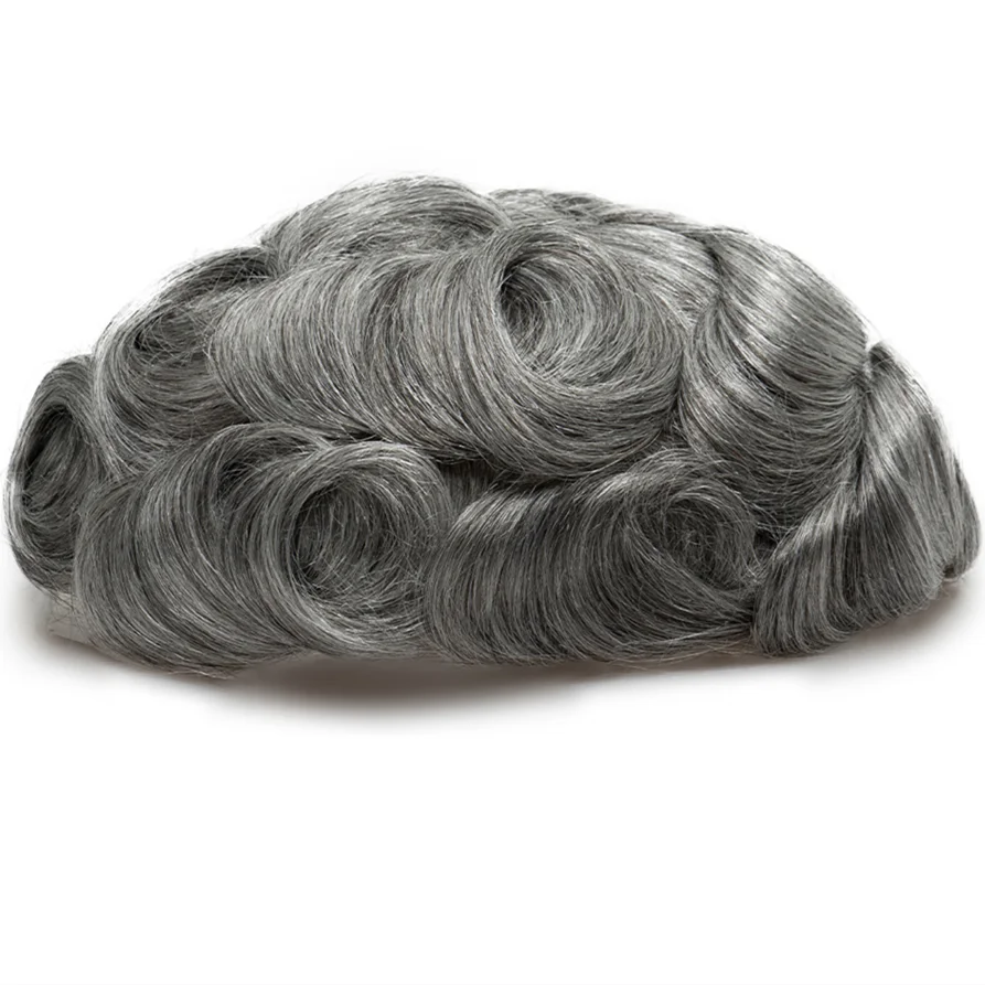 AU Customized Brazilian Hair Male Human Hair Wig Mens Toupee Hair Unit V-loop 1B80# Full Pu Replacement System Toupee for Men