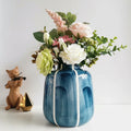 Modern Blue Ceramic Dried Flower Painting Vase Art Deco Design for Home Tabletop Decoration