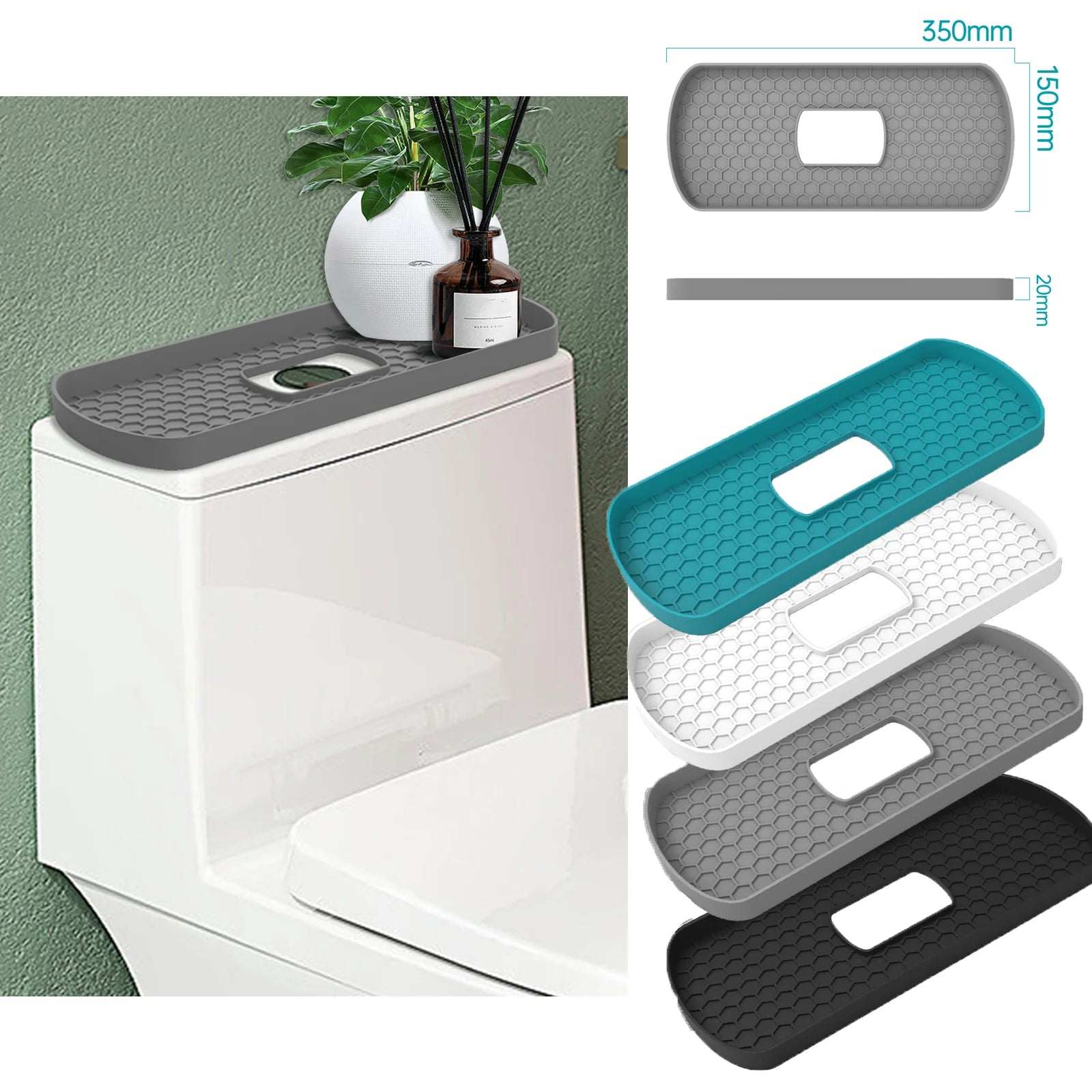 OEM/ODM New Product Toilet Lid Shelf Silicone Bathroom Toilet tank Tray Over Bathtub Rack Put Aromatherapy or Tissue Boxes