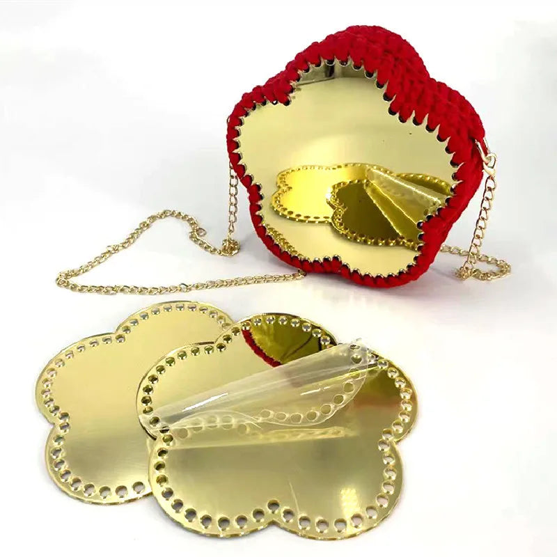 Deepeel RM079 18cm Flower Shape Reflection Bottom Acrylic Mirror Woven Pack Creativity Handmade Knitted Bag Parts