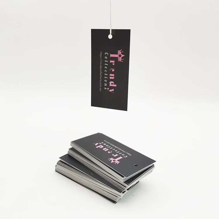 Rectangle Embossed Stamping Design Garment Paper Hang Tag Film Hole String