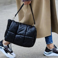 Women Nylon Puffer Luxury Pu Leather Unisex Crossbody Shoulder Bag with Adjustable Strap for Ladies Handbags