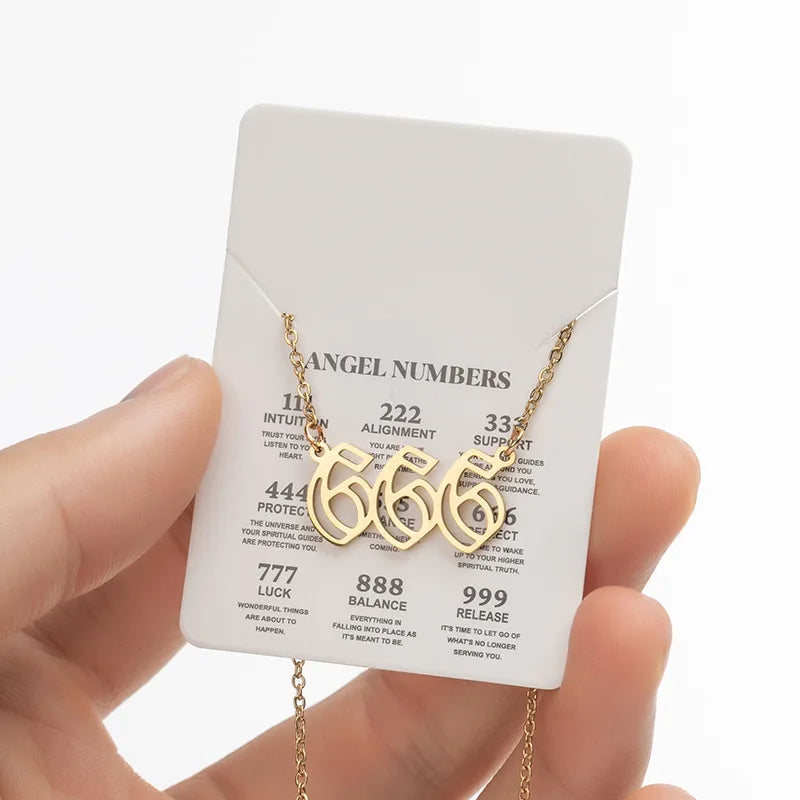 G808 Stainless Steel Jewelry Lucky Numbers Necklaces 111 222 333 444 555 666 777 888 999 Hollow Steel Angel Numbers Necklace