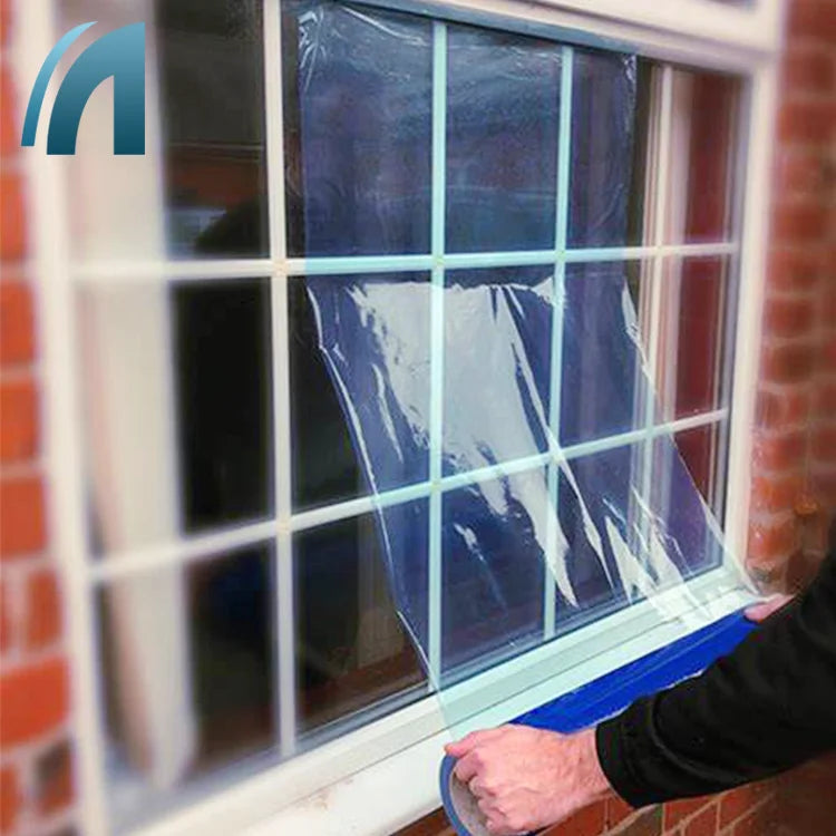 Anti-Damage Soft Moisture Proof PE Blue Clear Adhesive Protector Film for Window Glass