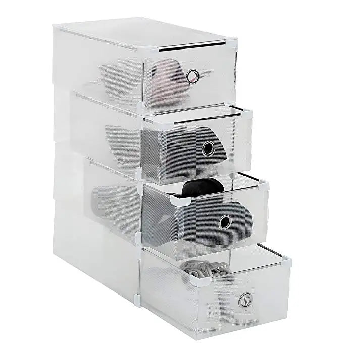 Children/women/men Transparent Makeup Organizer Clear Plastic Shoes Storage Boxes Foldable Shoes Stackable Case Holder