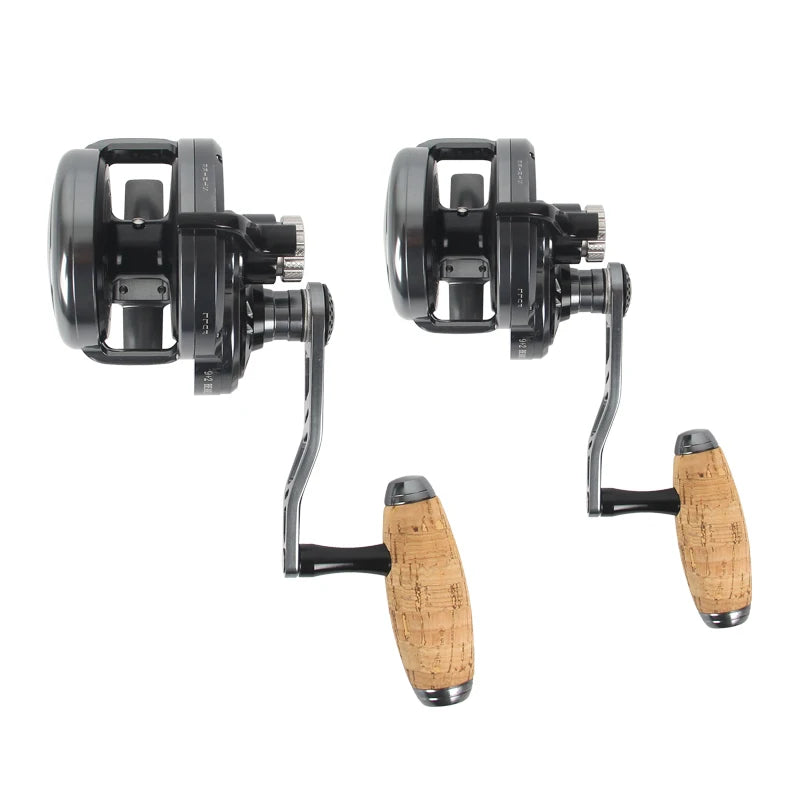 In Stock Boat Saltwater Max Drag 30kg Big Game Trolling Fishing Reel Overhead Cork Knob Handle Jigging Reel Fishing Reels