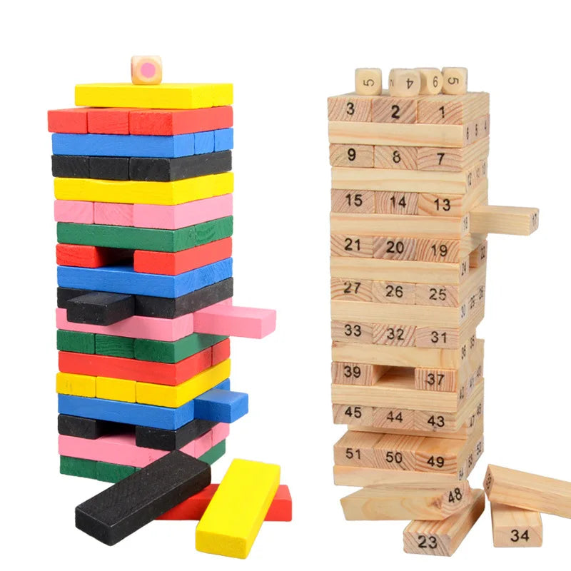 Tumbling Tower Wooden Stacking rainbow Classic Balance Building Blocks Wood Domino Educational Play Game Toy
