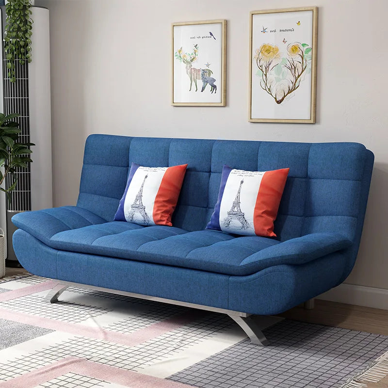 European Style Multifunctional Cotton Linen Fabric Folding Sofa Bed Single Double Seat for Small Rental Bedrooms Living Rooms