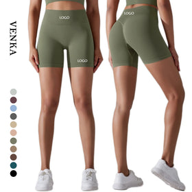 Women Seamless Solid Color Shorts Fitness High Waist Biker Short High Elastic Butt Lifting Ladies Yoga Workout Shorts Leggings