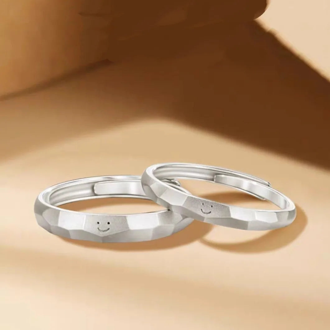 Valentine's Gift Platinum Plated Luxury Couple Rings for Women Men Simple Simle Face Engraved Wedding Engagement Ring Jewelry