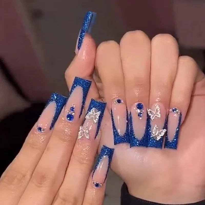 Mixed Color Custom Press on Nails Wholesale Artificial Fingernails ABS Full Cover Coffin False Nails Pre-designed 24 Pcs/Box