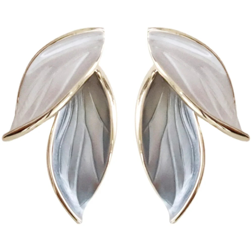 Brass Alloy Leaf Branch Leaves Earring Women Earrings Jewelry Set