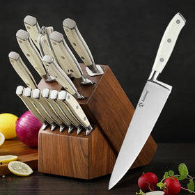 High Carbon Stainless Steel With Ergonomic Handle 14 PCS Block Pro Kitchen Knife Sets
