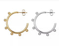 New Stainless Ball Earrings Gold Silver Hoop Earrings C-Phaped Statement Earrings Fashionable Jewelry