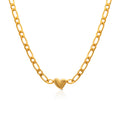 Chris April Fashion Jewelry 316L Stainless Steel PVD Gold Plated Romantic Heart Charm Figaro Chain Necklace
